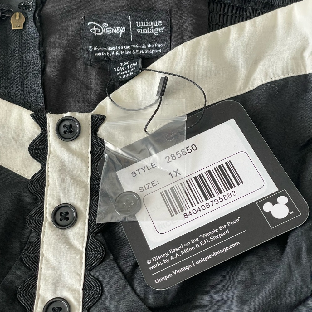 Disney Black and Cream Halloween Winnie the Pooh Print Dress - Picture 6 of 8
